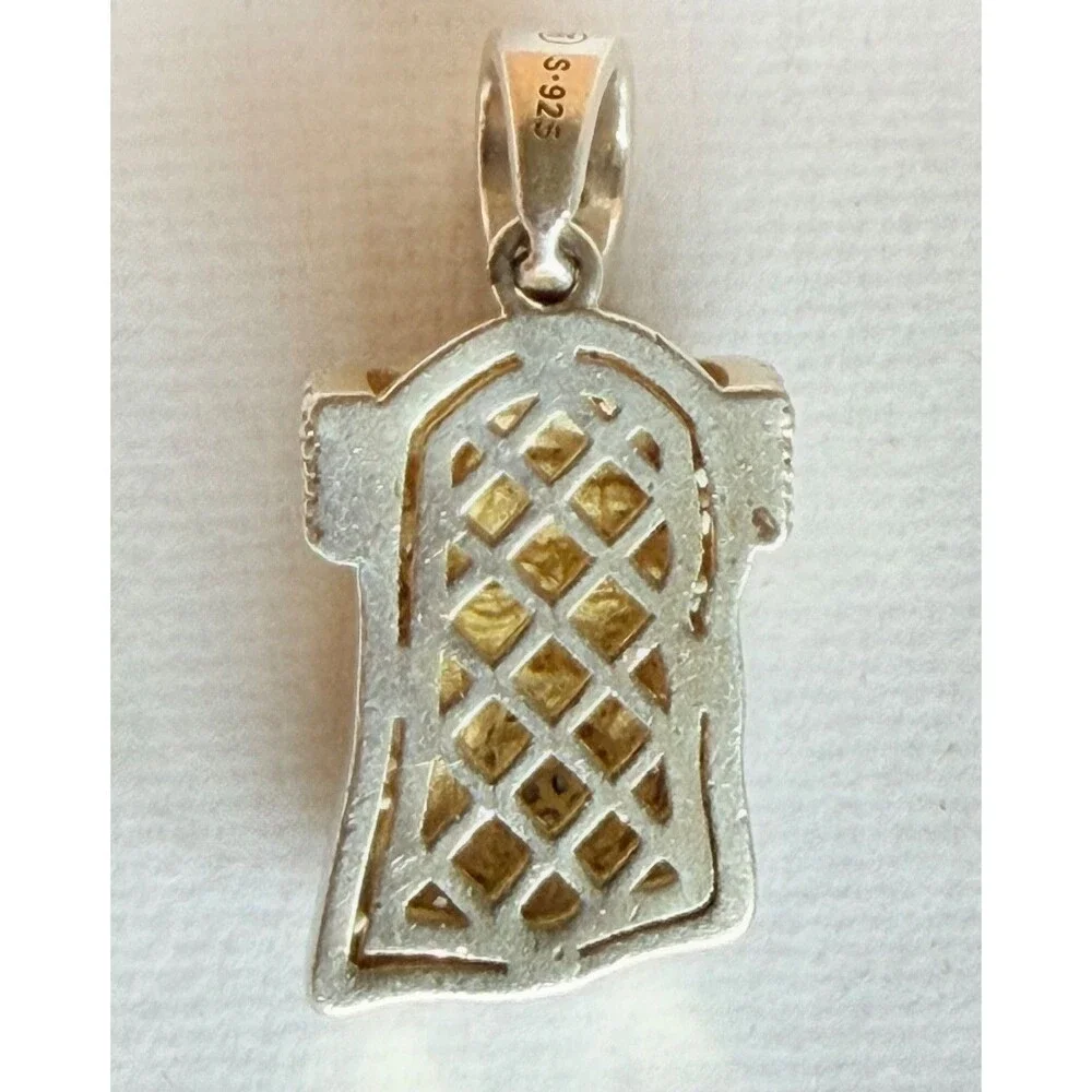 Sterling Silver 925 Jesus Crown of Thorns Gold Tone Pendant CZ Cubic Zirconia